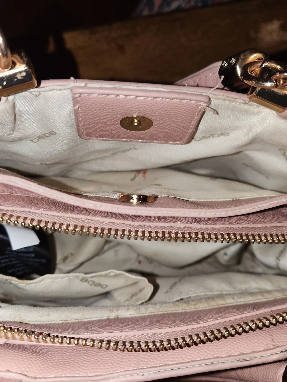 bebe Quilted Blush Pink Satchel with Gold Hardware